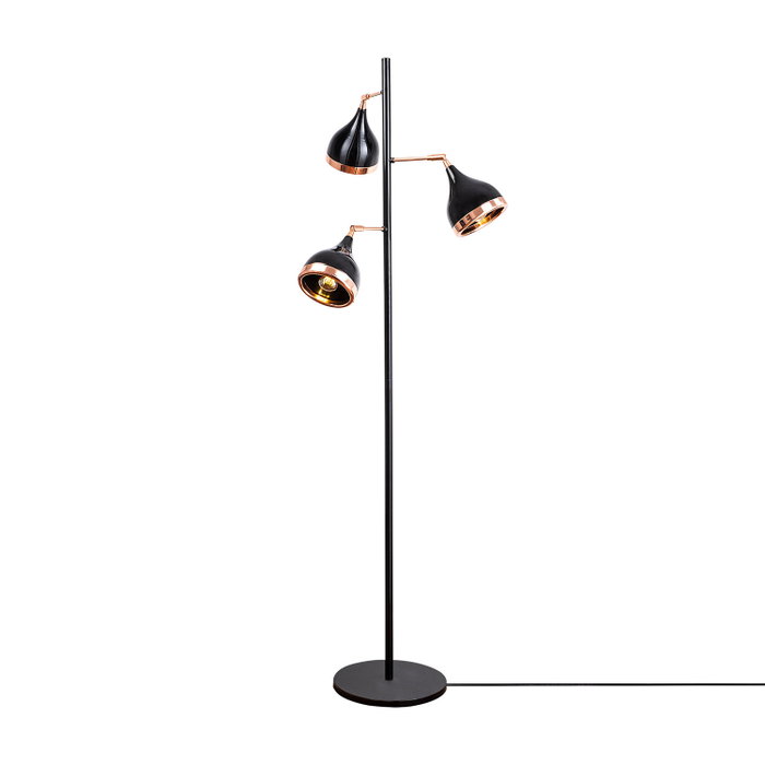 Opviq Yıldo - 7021 Lámpara de pie Negro y Cobre